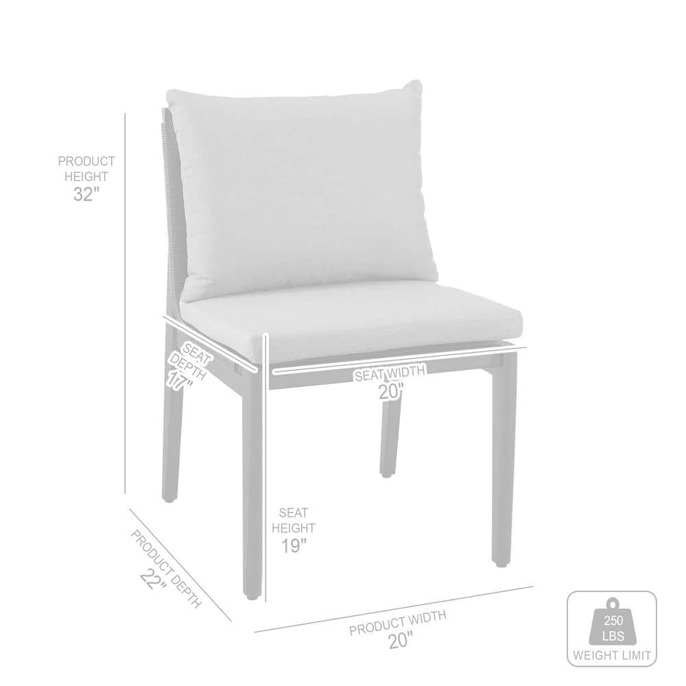 Cayman Gray Aluminum and Rattan Outdoor Dining Chairs with Cushions - Set of 2