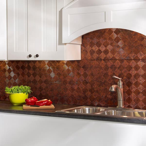 Miniquattro 18.25 in. x 24.25 in. Vinyl Backsplash Panel in Moonstone Copper (5-Pack)