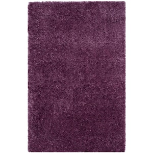 Indie Shag Purple Doormat 3 ft. x 5 ft. Solid Area Rug