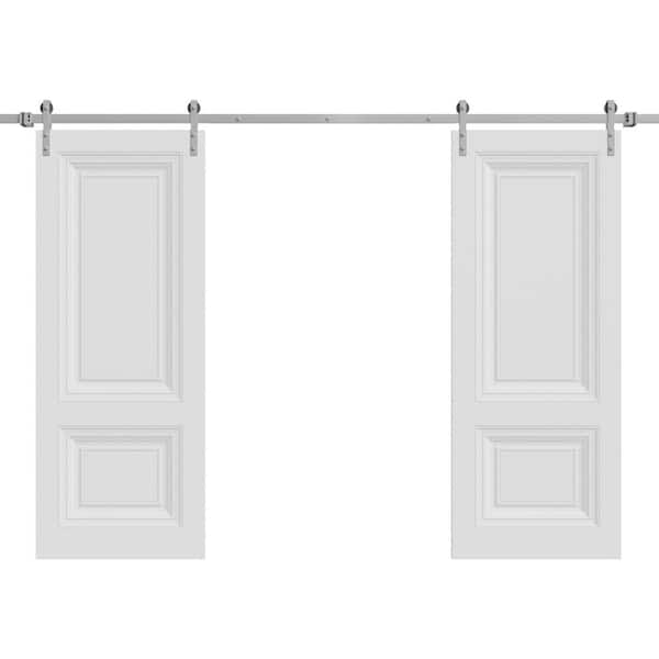 7772 60 in. x 84 in. Sold Core White Color Wood Sliding Barn Door with Hardware Kit