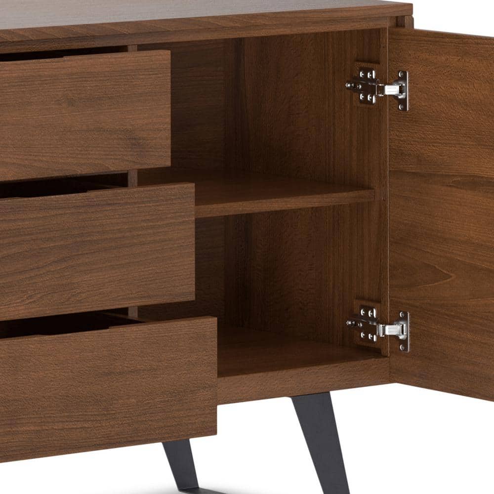 Lowry 60" Walnut Wood and Metal Modern Industrial Sideboard Buffet