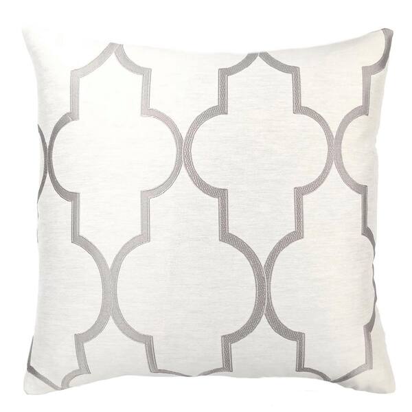 Armen Living Paxton Light Grey Geometric Down 7 in. x 20 in. Throw Pillow