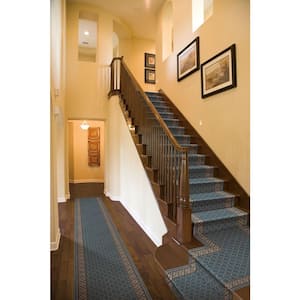 Stratford Bedford Light Blue 26 in. x Your Choice Length Stair Runner Rug