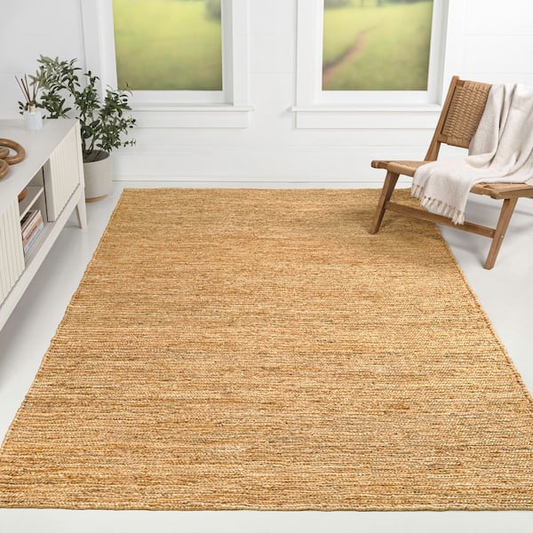 JONATHAN Y Griffin Rustic Farmhouse Woven Jute Solid Natural 4 ft. x 6 ft. Area Rug