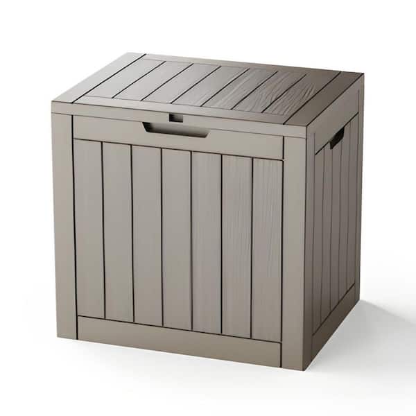 Gray 31 Gal. Waterproof Lockable Resin Deck Box UV Resistant Outdoor Storage Box for Patio Cushions, Gardening Tool
