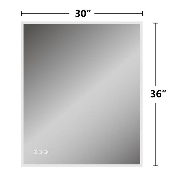 Miroir LEA d'akuaplus®® avec lumière DEL, 30 po x 30 po, noir mat