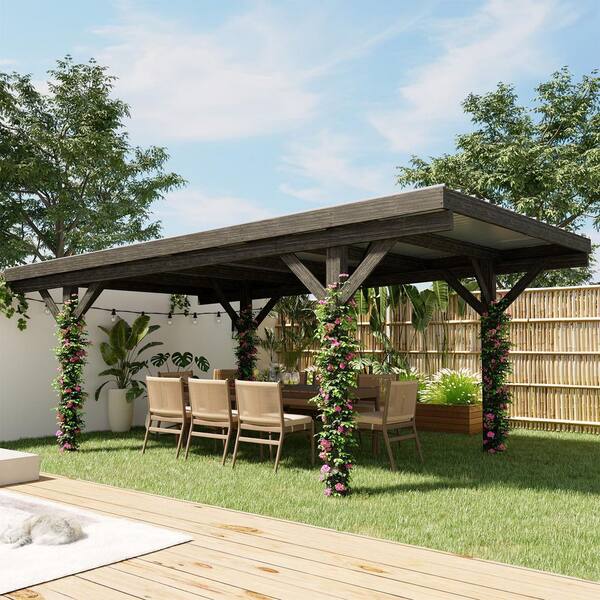 ペゴパ AECOJOY 17 ft. x 12 ft. Wooden Gazebo Pavilion Carport