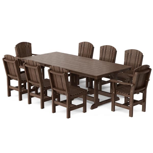 Wildridge Heritage Tudor Brown 9-Piece Plastic Outdoor Patio Dining Set