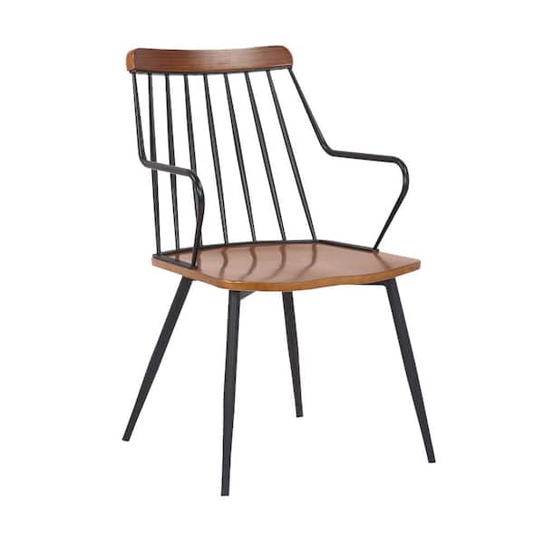 Armen Living Alcott Contemporary Walnut and Metal Dining Room Chair