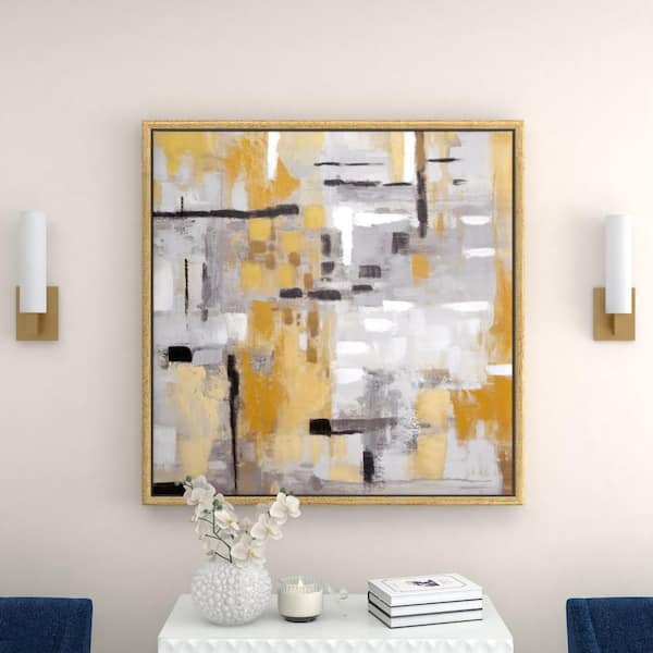 Litton Lane 1- Panel Abstract Framed Wall Art with Gold Frame 40 in. x 40 in.