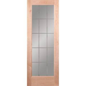 28 in. x 80 in. 15 Lite Illusions Woodgrain Unfinished Maple Interior Door Slab