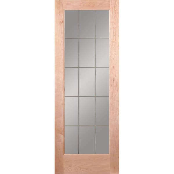 Feather River Doors 28 in. x 80 in. 15 Lite Illusions Woodgrain Unfinished Maple Interior Door Slab