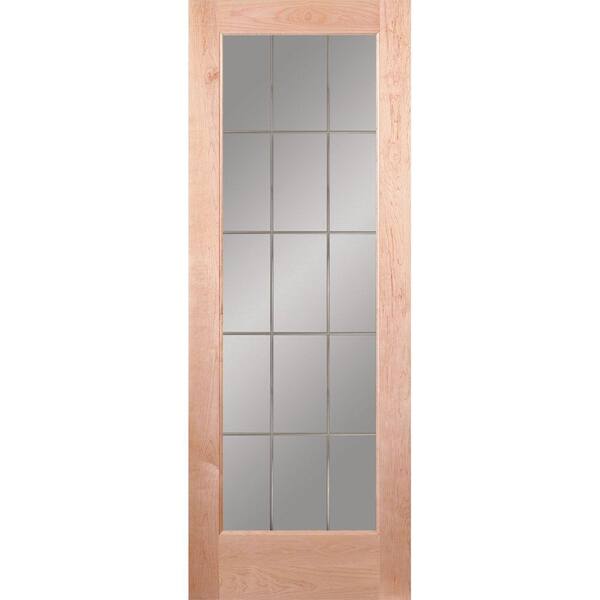 Feather River Doors 30 in. x 80 in. 15 Lite Illusions Woodgrain Unfinished Maple Interior Door Slab