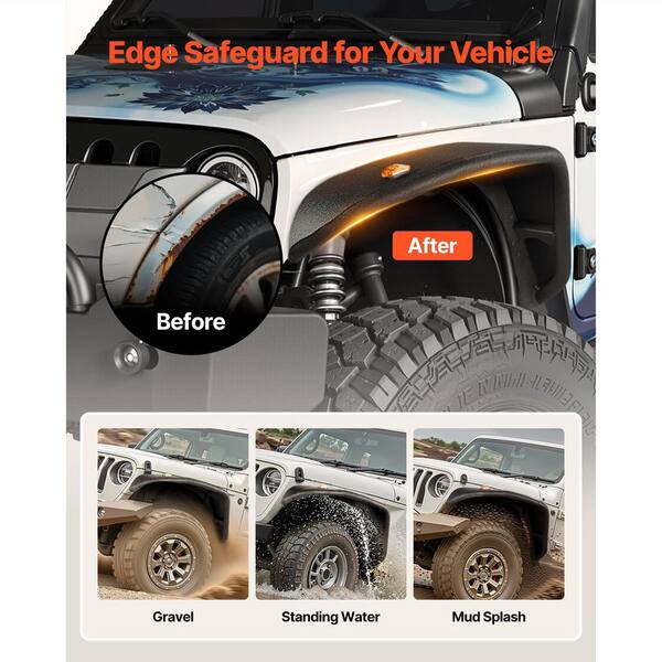 VEVOR Fender Flare, Front Fender, Off-Road Steel Liner Set with