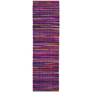 Rag Rug Purple/Multi 2 ft. x 8 ft. Striped Runner Rug