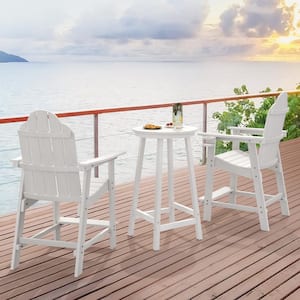 Sean White 3-Piece Plastic Outdoor Patio Adirondack Chair and Table Set