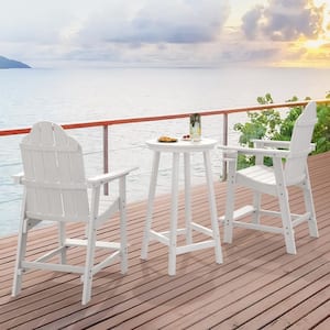 Sean White 2-Piece Plastic Outdoor Bar Stool Patio Adirondack Chair Set of 2