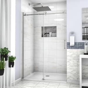 76 in. x 48 in. Bypass Single Sliding Semi-Frameless Shower Door Enclosure Tub Door with Clear Glass in Brushed Nickel