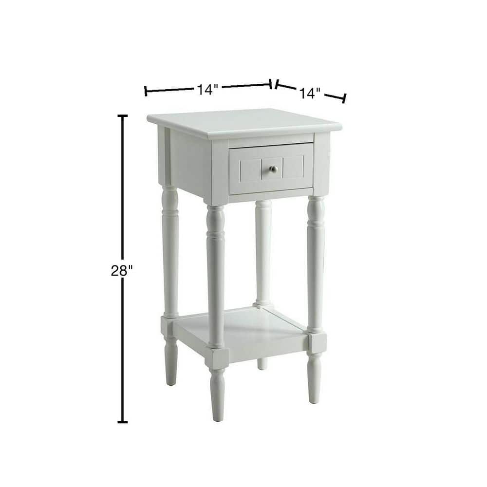 White Wood French Country End Table with Storage