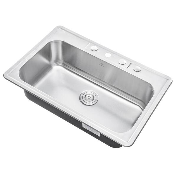 Pergola Drop-In Stainless Steel 33 in. 4-Hole Single Bowl Kitchen Sink with Drain Pergola Drop-In Stainless Steel 33 in. 4-Hole Single Bowl Kitchen Sink with Drain