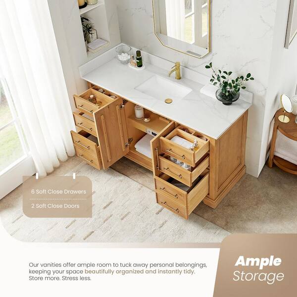 ROSWELL Tokyo 60 in. W. x 22 in. D x 44 in. H Single Bath Vanity