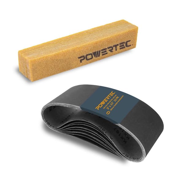 3 in. x 21 in. Silicon Carbide Sanding Belts 120/240/400/600/800/1000 Grit Assortment 12PK with Abrasive Cleaning Stick