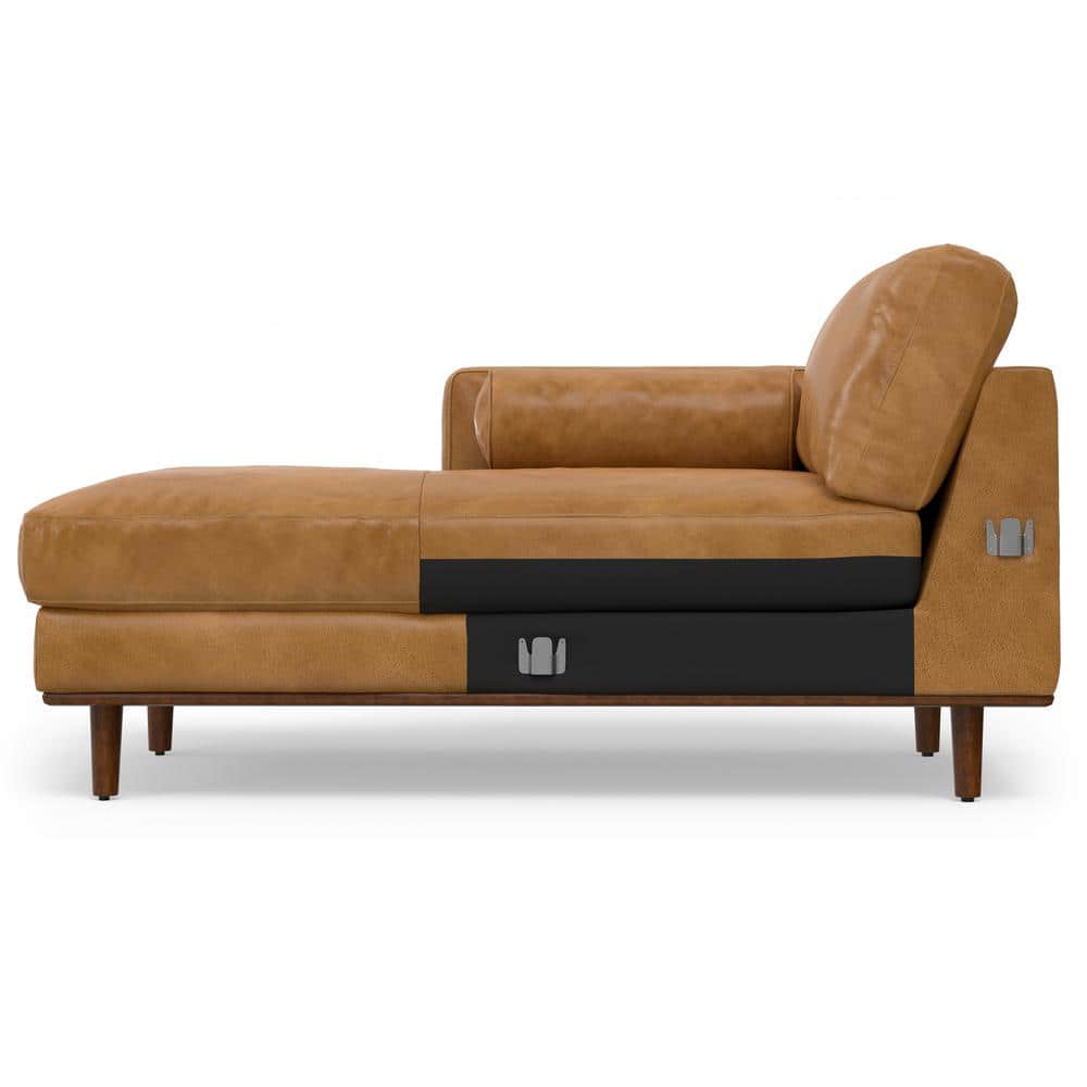 Sienna Leather L-Shaped Sectional Sofa with Ottoman