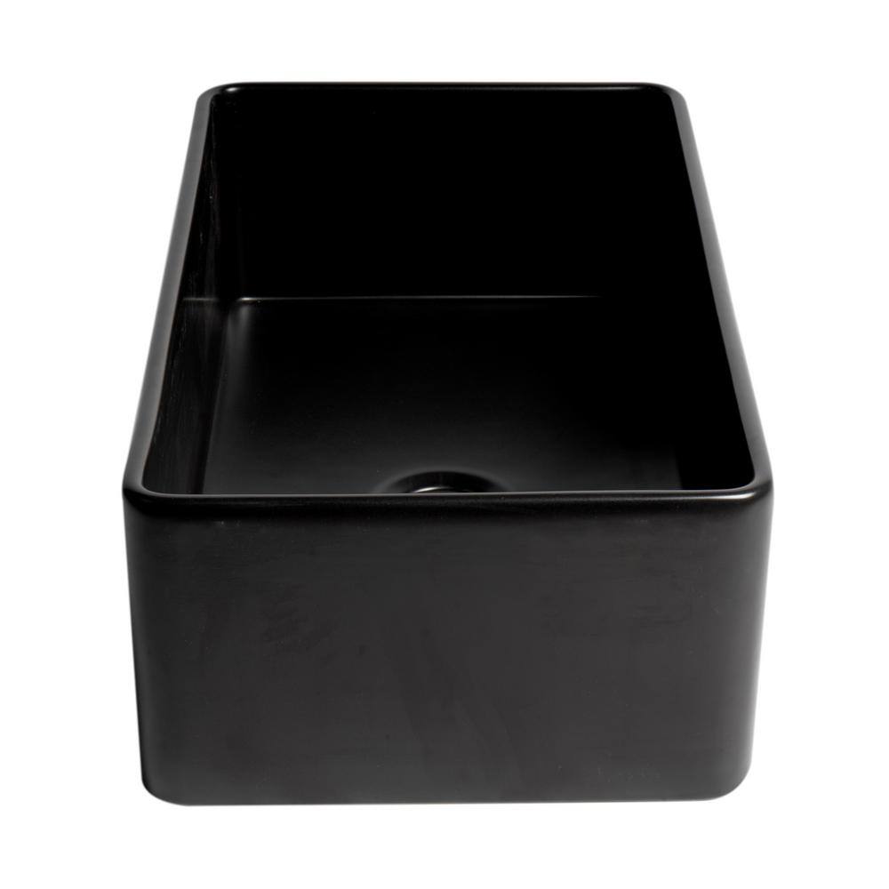 33'' Black Matte Fireclay Farmhouse Drop-In Kitchen Sink