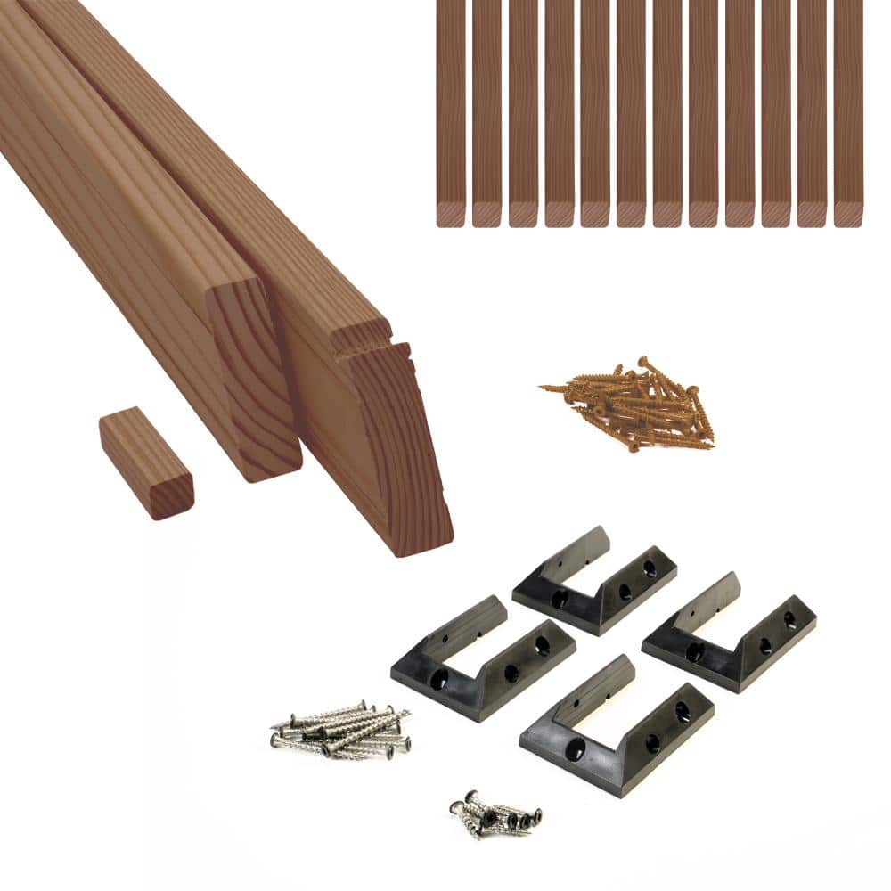 Walnut Tone 6 ft. Wood Stair Railing Kit with Beveled Balusters
