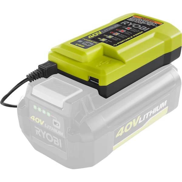 Active Impolite Comorama RYOBI 40V Lithium-Ion Charger with USB Port OP403A - The Home Depot
