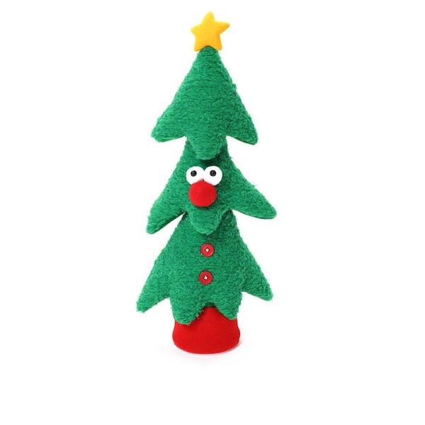 LuxenHome 17 in. H Green Animated Singing Christmas Tree Holiday