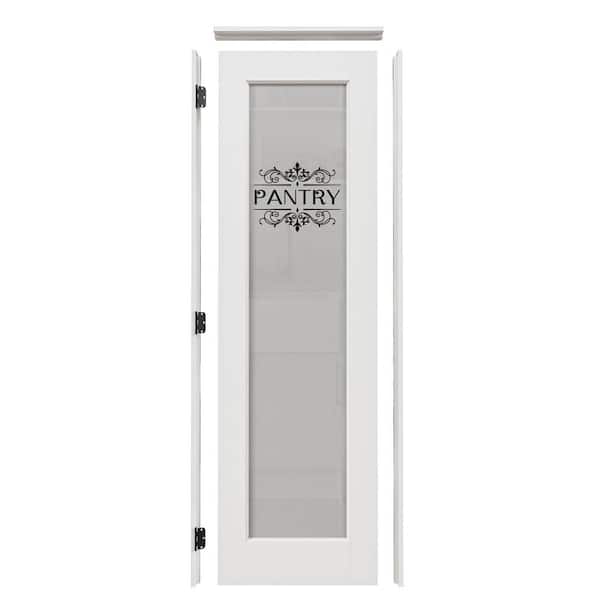 24 in. x 80 in. 1-Lite Frosted Glass Right Hand White Solid Core Assembly Required Single Interior Door with Jamb
