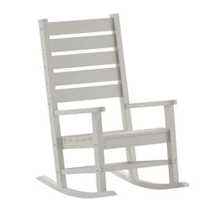 White Plastic Outdoor Rocking Chair in White