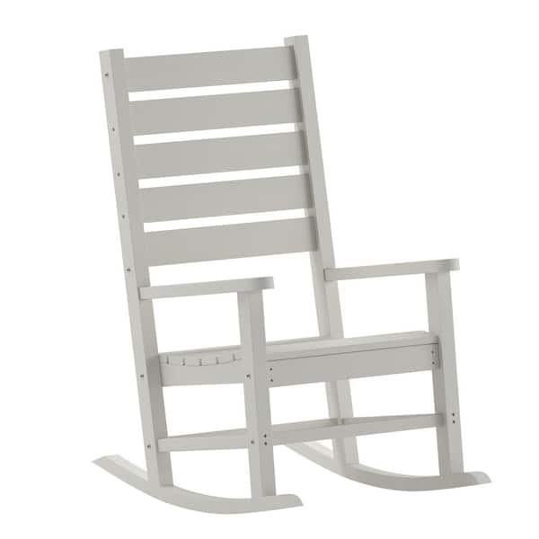 TAYLOR + LOGAN White Plastic Market Outdoor Rocking Chair