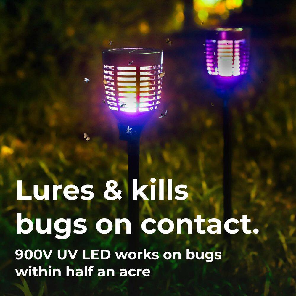 Solar Black Bug Zapper Torch with Easy-Clean Brush