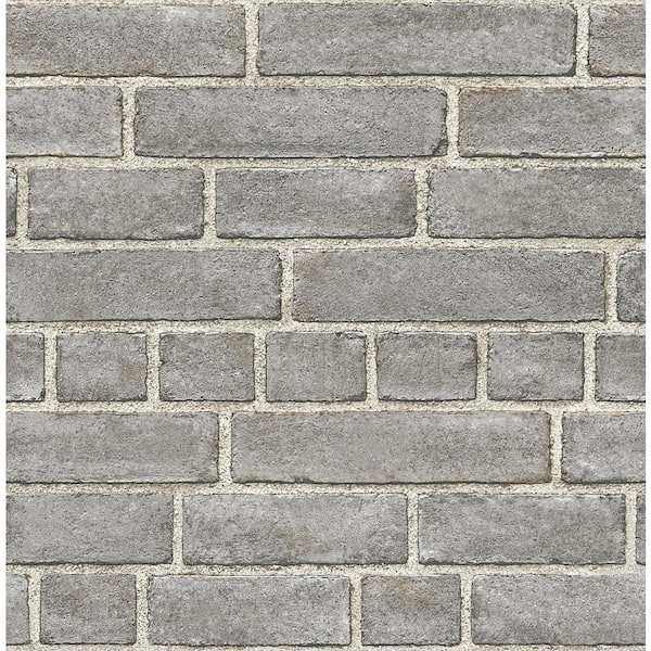 A-Street Prints Eggertson Grey Brick Grey Wallpaper Sample