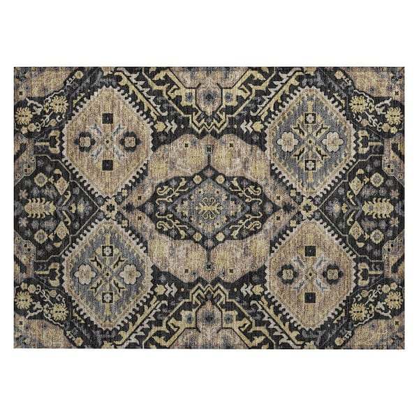 Chantille Machine Washable Indoor/Outdoor Abstract ACN3103 Black 2 ft. x 3 ft. Accent Rug