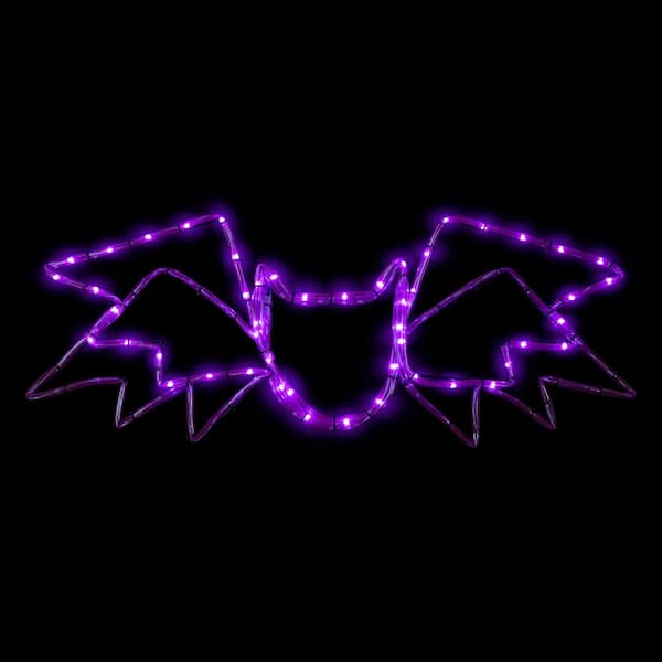 LED Lighted Bat 4-Function Window Halloween Silhouette-23.5"-Purple