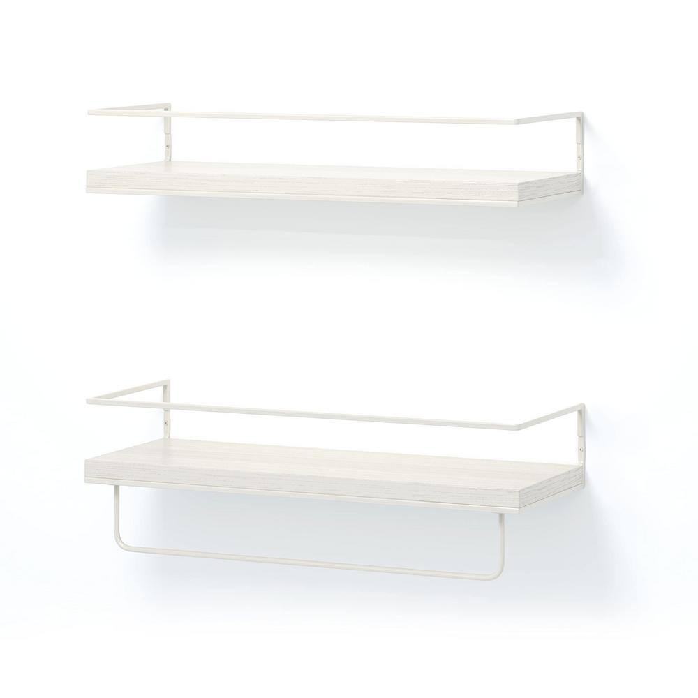 16 in. x 6 in. x 4 in. Rustic White Floating Shelf (Set of 2) FS10142