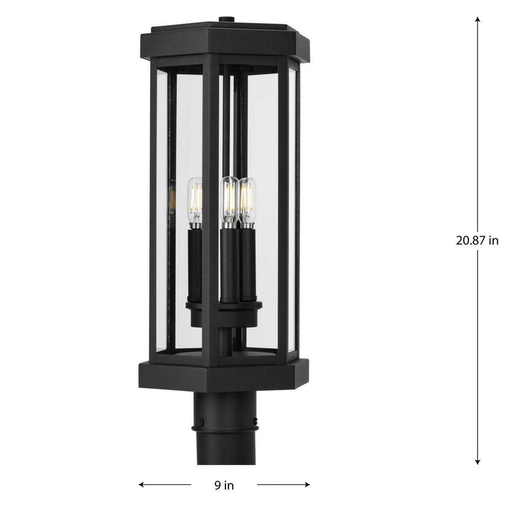 Ramsey Black Hexagonal Metal Outdoor Post Lantern