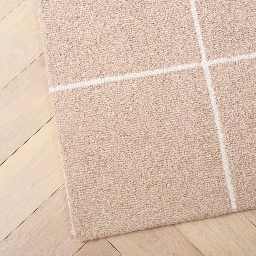Ivory Geometric Handmade Wool Tufted Area Rug 3' x 5'