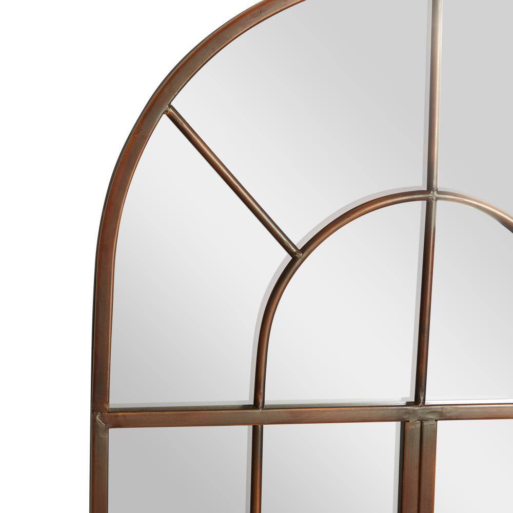 Espresso Brown Arched Windowpane Wall Mirror 24" x 48"