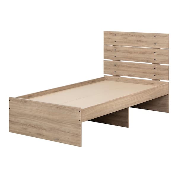 South S Fakto Rustic Oak Twin Bed, Rustic Twin Bed Frame