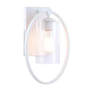 8-1/4 in. 1-Light Matte White Vanity Light with Clear Glass Shade