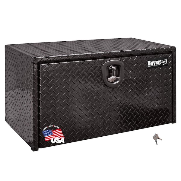 BUYERS PRODUCTS 24 in. x 24 in. x 24 in. Gloss Black Diamond Tread Aluminum Underbody Truck Tool Box