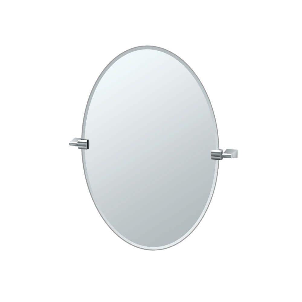 Polished Chrome Frameless Oval Vanity Mirror 26.5" x 19.5"