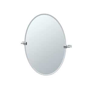 Bleu 20 in. W x 27 in. H Frameless Oval Beveled Edge Bathroom Vanity Mirror in Chrome