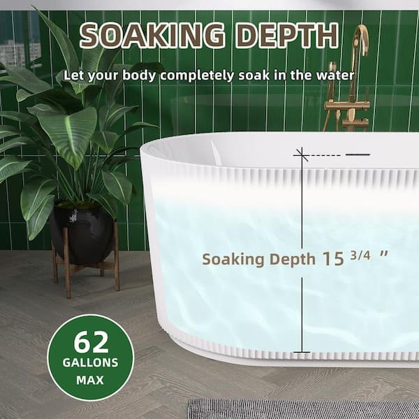Getpro 59 in. x 30 in. Acrylic Freestanding Soaking Bathtub Oval