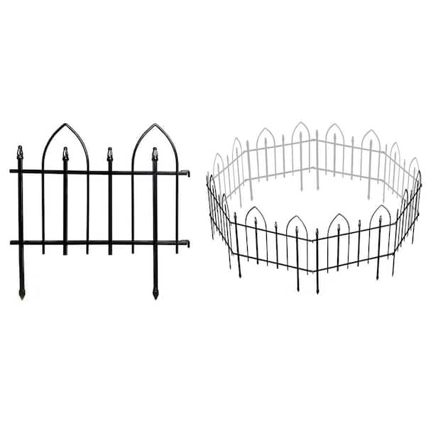 24 in. Rustproof Metal Garden Fence Decorative No Dig Panels Animal Barrier Border Fencing for Patio Lawn Flower Bed