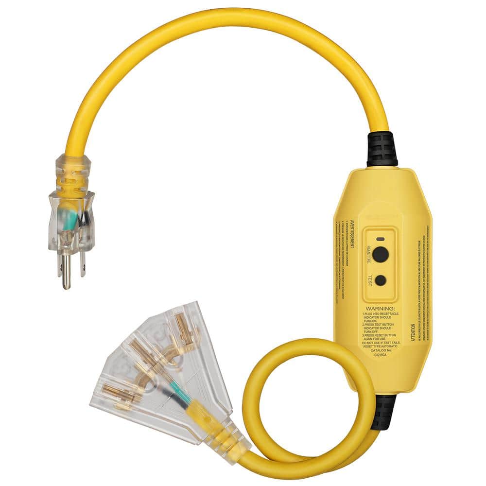 3 ft. 12/3 Heavy Duty SJTW Automatic GFCI Indoor/Outdoor Extension Cord, Yellow price history on PriceWatchPro